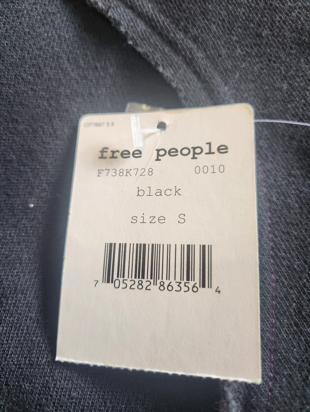Free People NWT Vintage Black Stuffed Peacoat Hoodie Jacket Fleece Longline Sz S - Picture 9 of 12